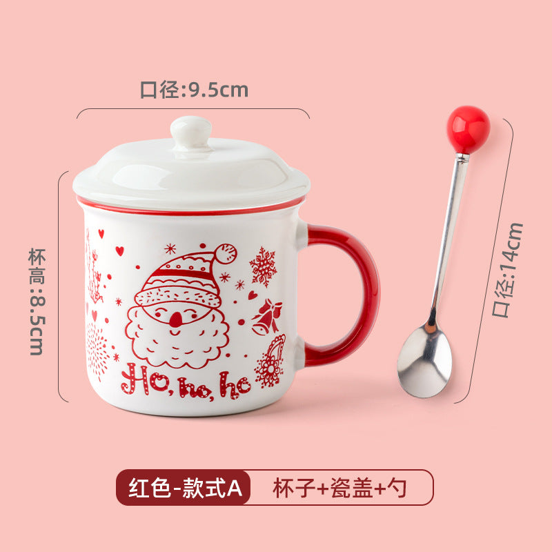 A Christmas mug creative cute cartoon ceramic cup girls coffee cup teacup holiday gift cup