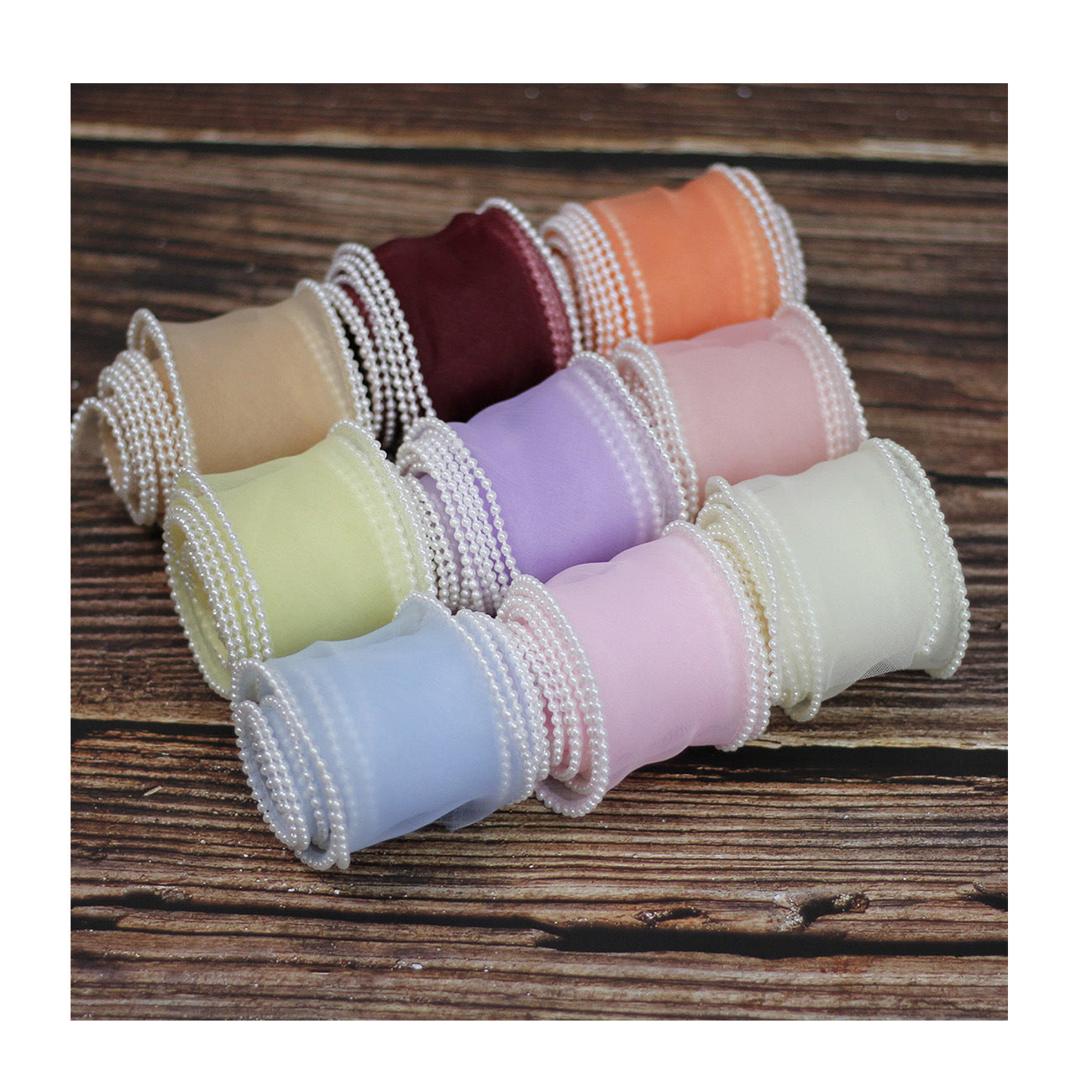A Spot 5.5cm Pearl Meteor Fishtail Yarn Copy Edge Wave Yarn Cake Bouquet Packaging Material Bow Ribbon - Mixbatch