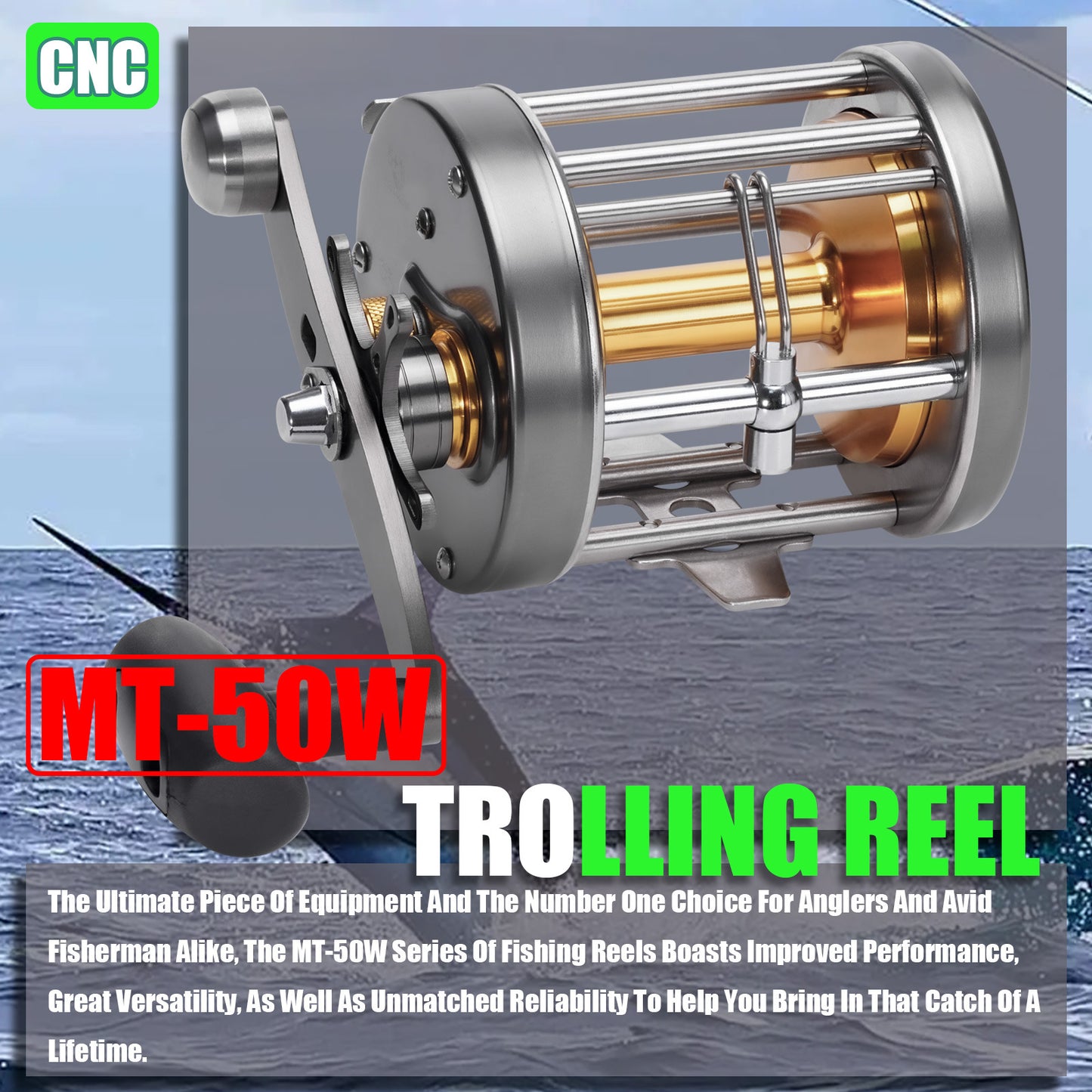 A Deep Sea Saltwater Drum Reel – Iron Plate, Slow Jig, Large Capacity