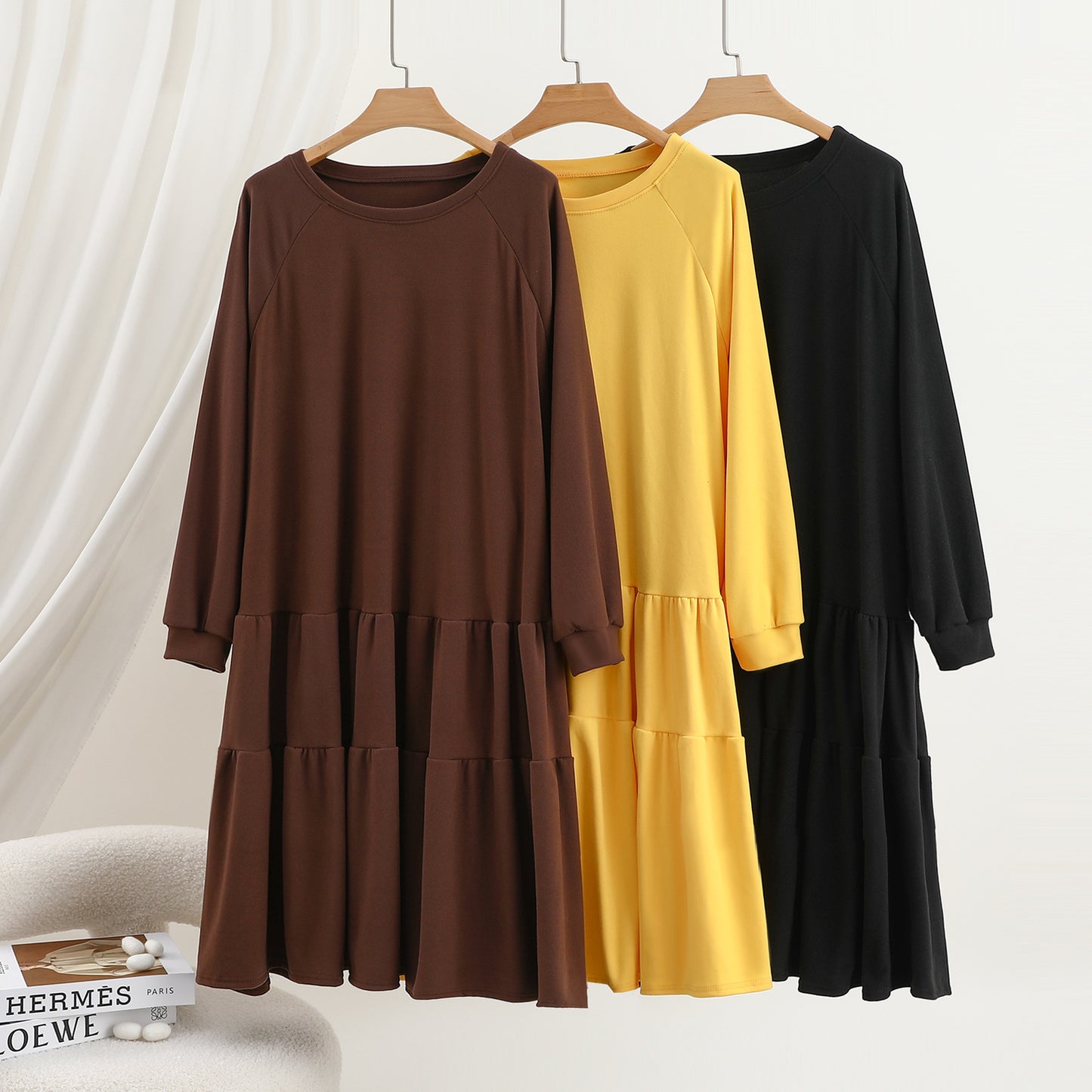 A long-sleeved dress
