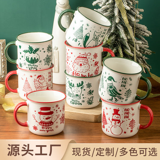 A Christmas mug creative cute cartoon ceramic cup girls coffee cup teacup holiday gift cup