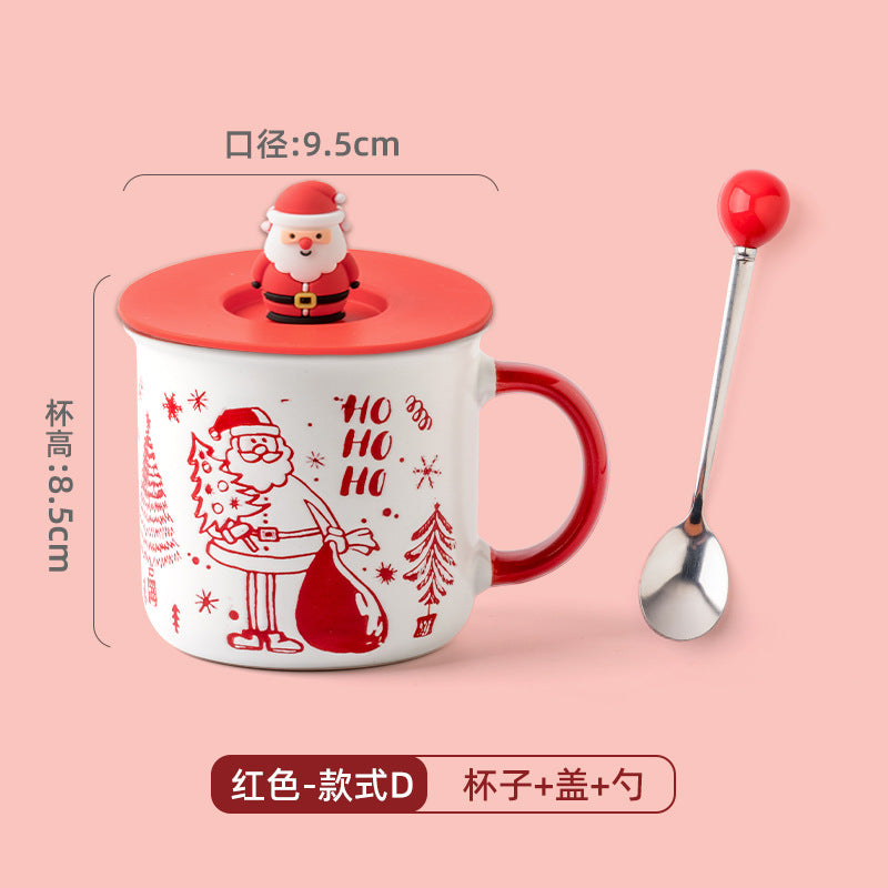 A Christmas mug creative cute cartoon ceramic cup girls coffee cup teacup holiday gift cup