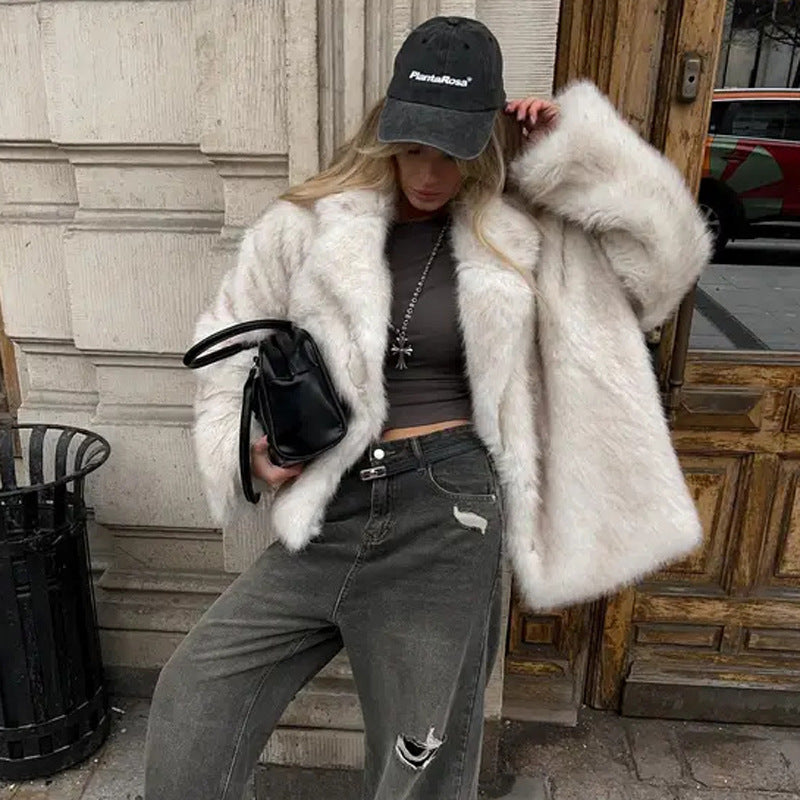 A faux fur coat