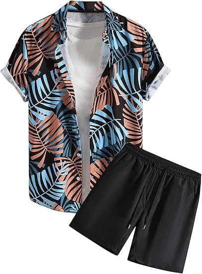 A Men's Short Sleeve Shorts Shirt Set