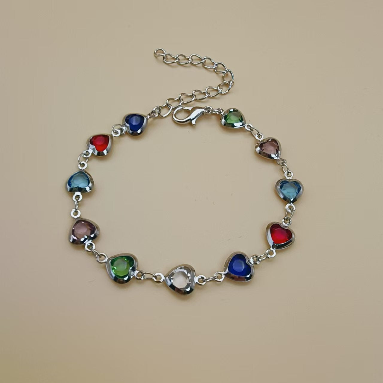 A European and American cross-border i color love zircon bracelet necklace personalized alloy heart dopamine bracelet Internet celebrity bracelet - Mixbatch