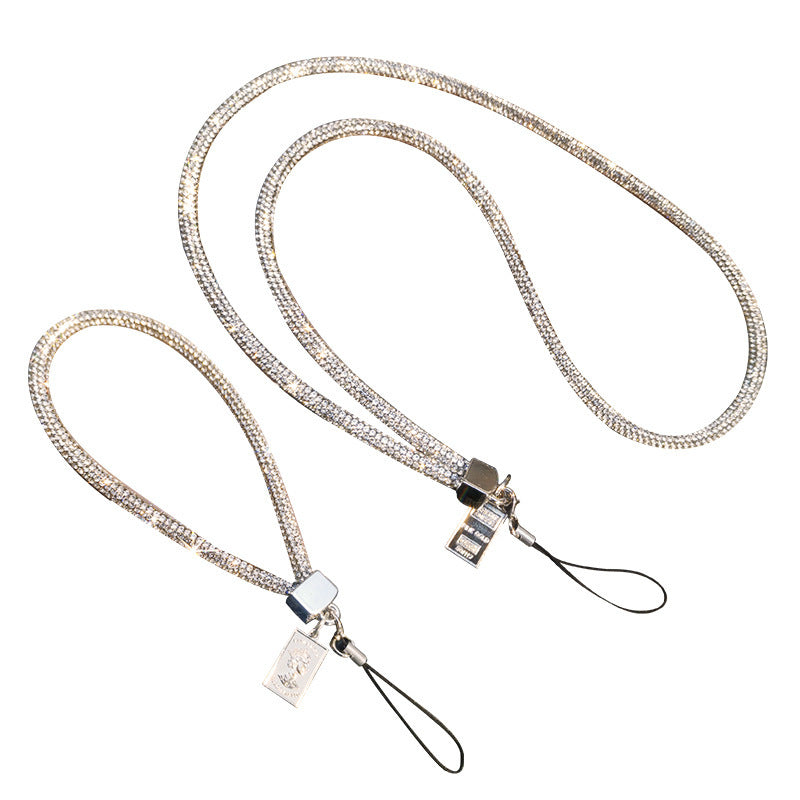 A Mobile phone lanyard length Wrist rhinestone lanyard Women's high-end luxury full diamond pendant Colorful fashion pendant - Mixbatch