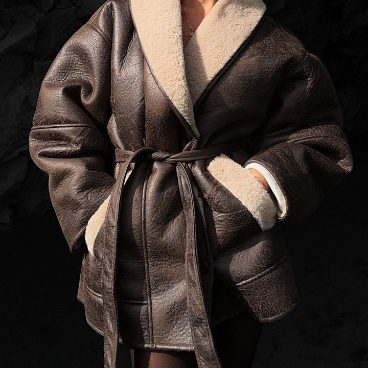 A women's leather jacket