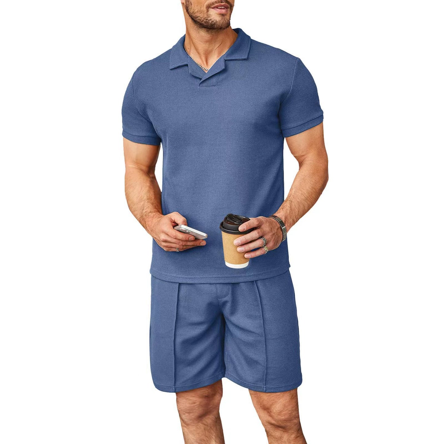 A polo shirt V-neck short-sleeved men's suit