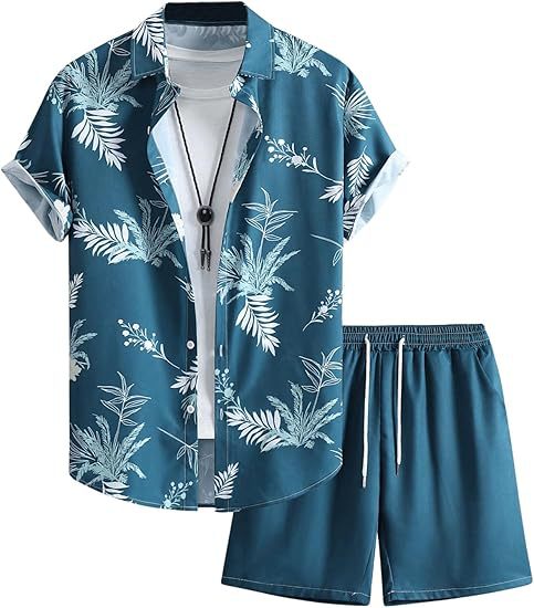 A Men's Short Sleeve Shorts Shirt Set