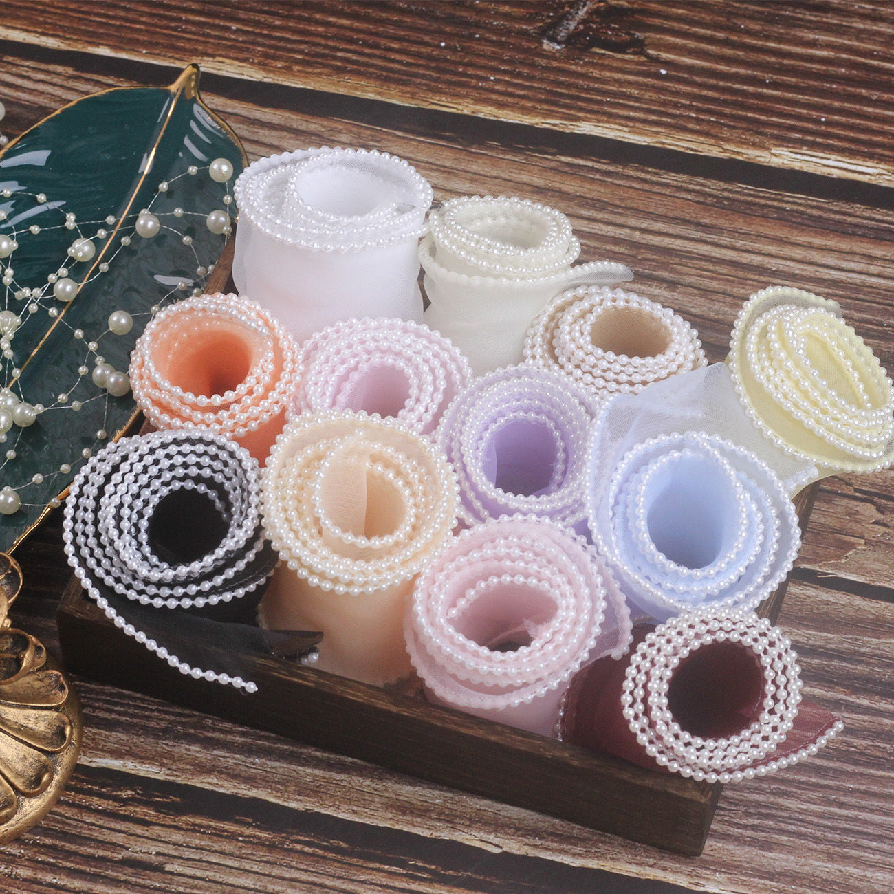 A Spot 5.5cm Pearl Meteor Fishtail Yarn Copy Edge Wave Yarn Cake Bouquet Packaging Material Bow Ribbon - Mixbatch
