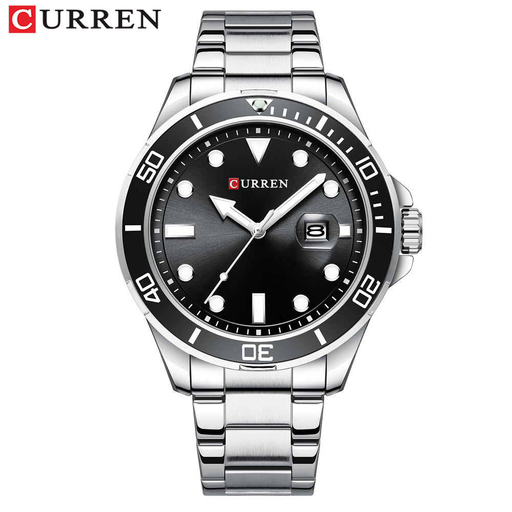 A Curren/Carrion 8388 Men's Watch, Waterproof Quartz Steel Strap Watch, Calendar Quartz watches