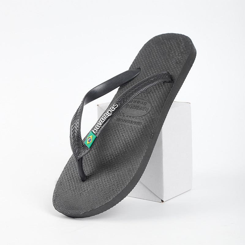 A Brazilian Havana Solid Color Rubber Non-Slip Men's Flip-flops Home Beach Flip-flops