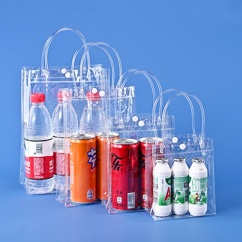 A spot stall pvc plastic tote bag transparent hose thickened red wine packaging bag gift bag