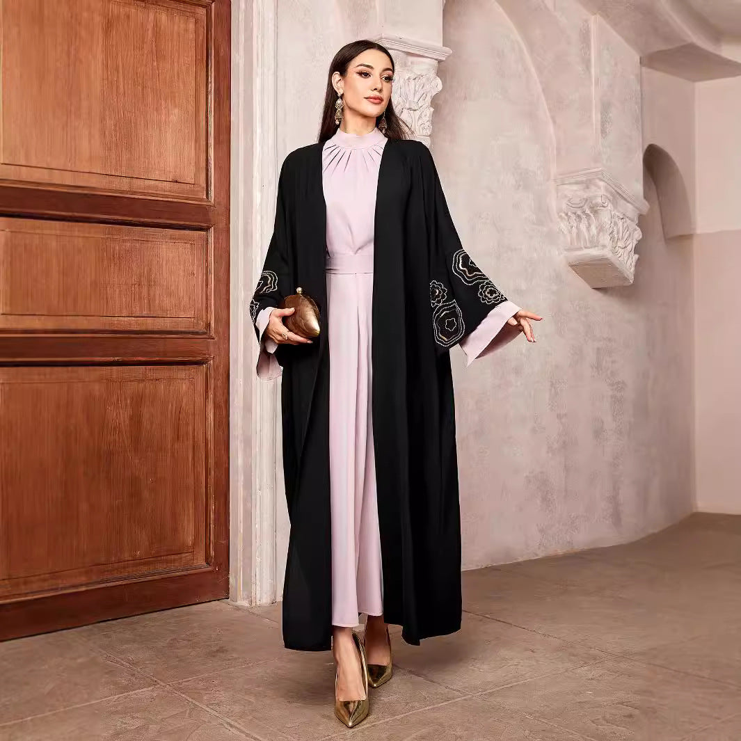 Cross-border women's clothing new Middle East Muslim fashion cardigan Dubai Arab robe bat sleeve elegant dress - Mixbatch
