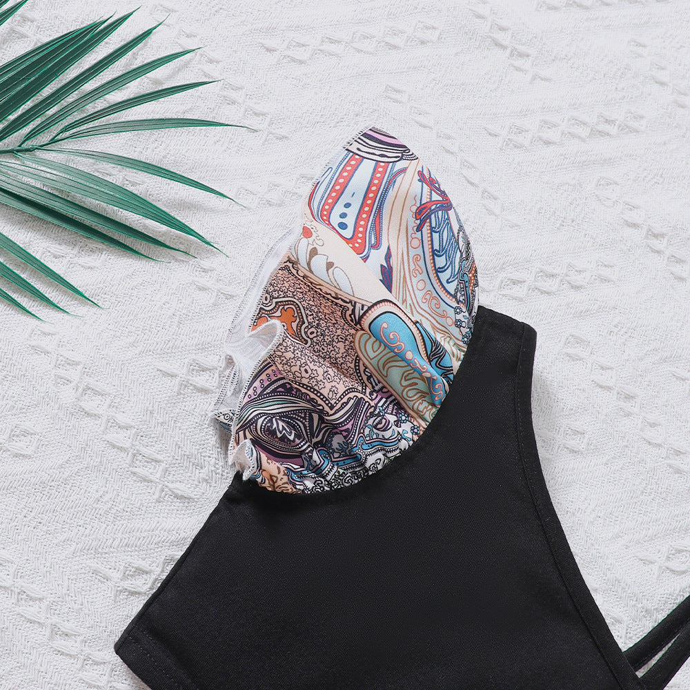 A medium and small children and girls spring and summer new ethnic style printing slanted shoulder sling set TZ1379-D