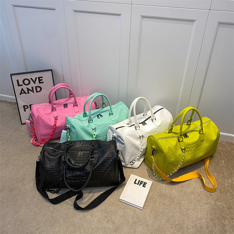 A short-distance travel bag large-capacity soft leather anti-splashing fitness bag overnight bag new lightweight cross-border weekend bag trendy girl