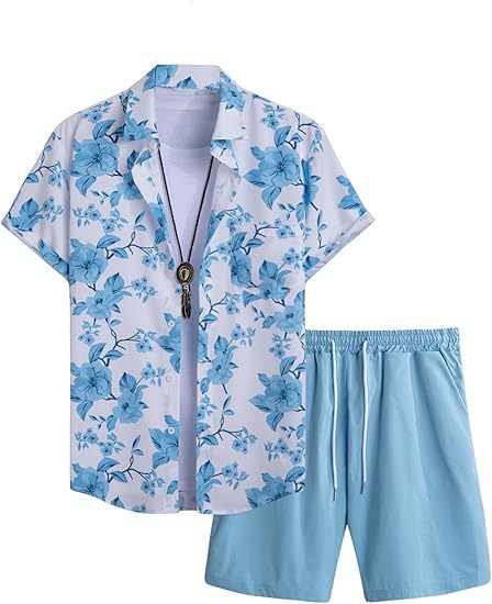 A Men's Short Sleeve Shorts Shirt Set