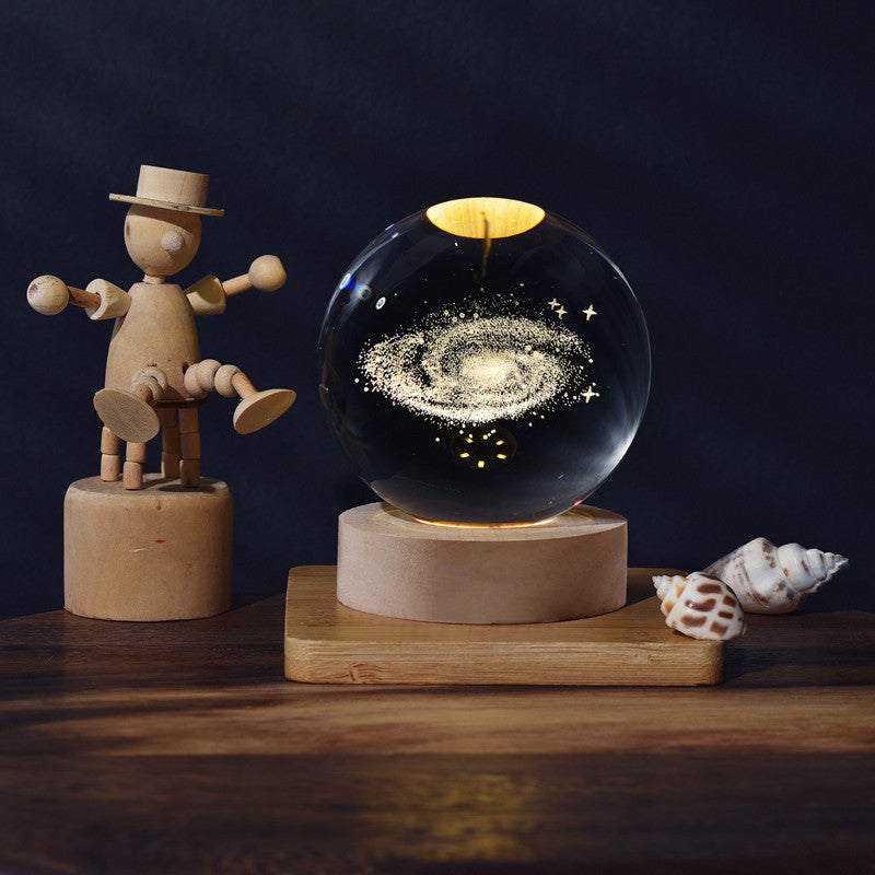 A creative 3d laser engraved crystal ball lamp