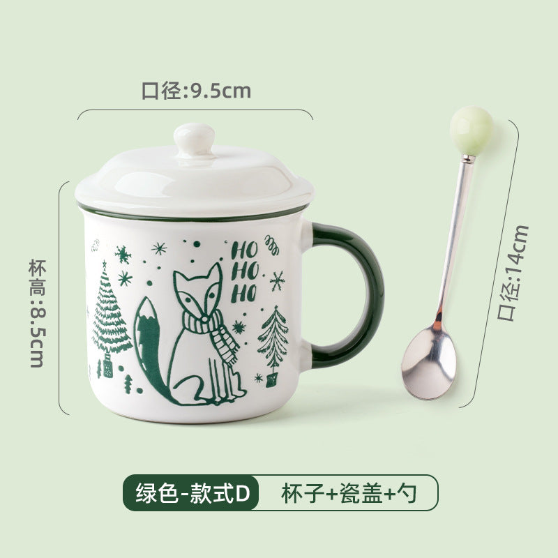 A Christmas mug creative cute cartoon ceramic cup girls coffee cup teacup holiday gift cup