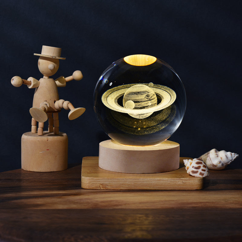 A creative 3d laser engraved crystal ball lamp