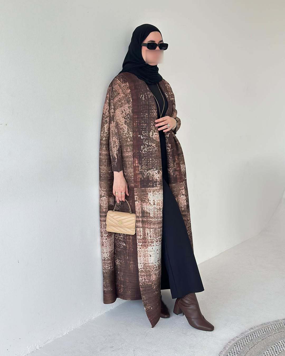 A Pleated robe print cardigan women's clothing