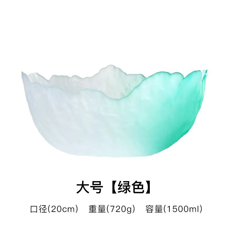 A Creative Japanese Lotus Mist Powder Glass Fruit Salad Bowl Set High Value Dessert Bowl Light Luxury Simple Household Fruit Plate