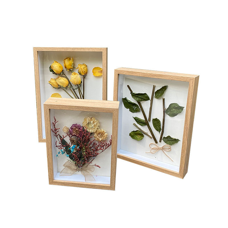 A handmade DIY three-dimensional 5cm butterfly specimen frame creative desktop solid wood hollow 3cm dried flower photo frame setting table