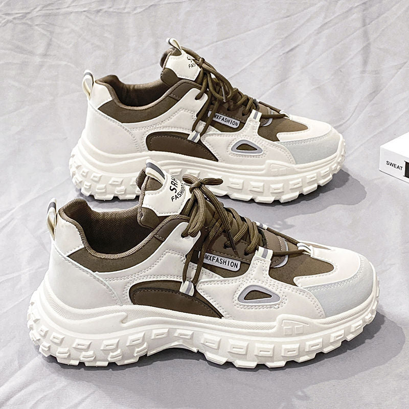 A thick-soled non-slip fashion sneakers new summer Internet celebrity Hong Kong style breathable men's shoes work wear-resistant casual dad shoes - Mixbatch