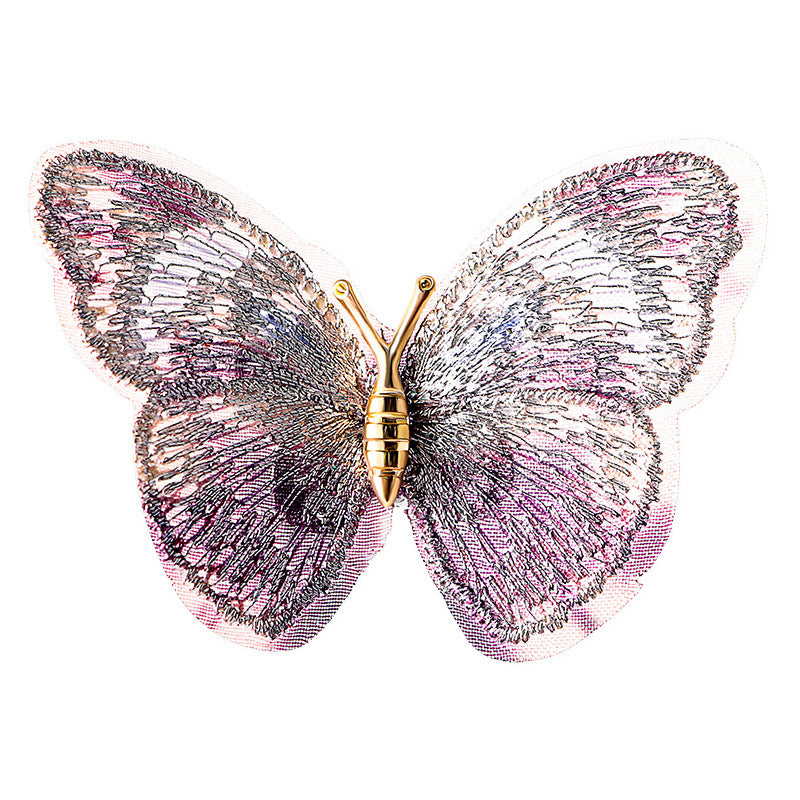 A retro light luxury pure hand embroidered butterfly brooch gradual change craft corsage, fashion niche insect badge accessories - Mixbatch