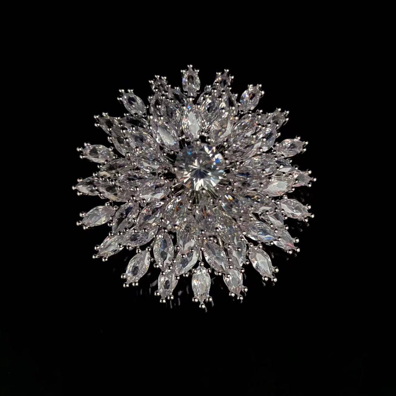 A new shining starry sky zircon big flower brooch women's high-end exquisite suit accessories pin sweater corsage - Mixbatch
