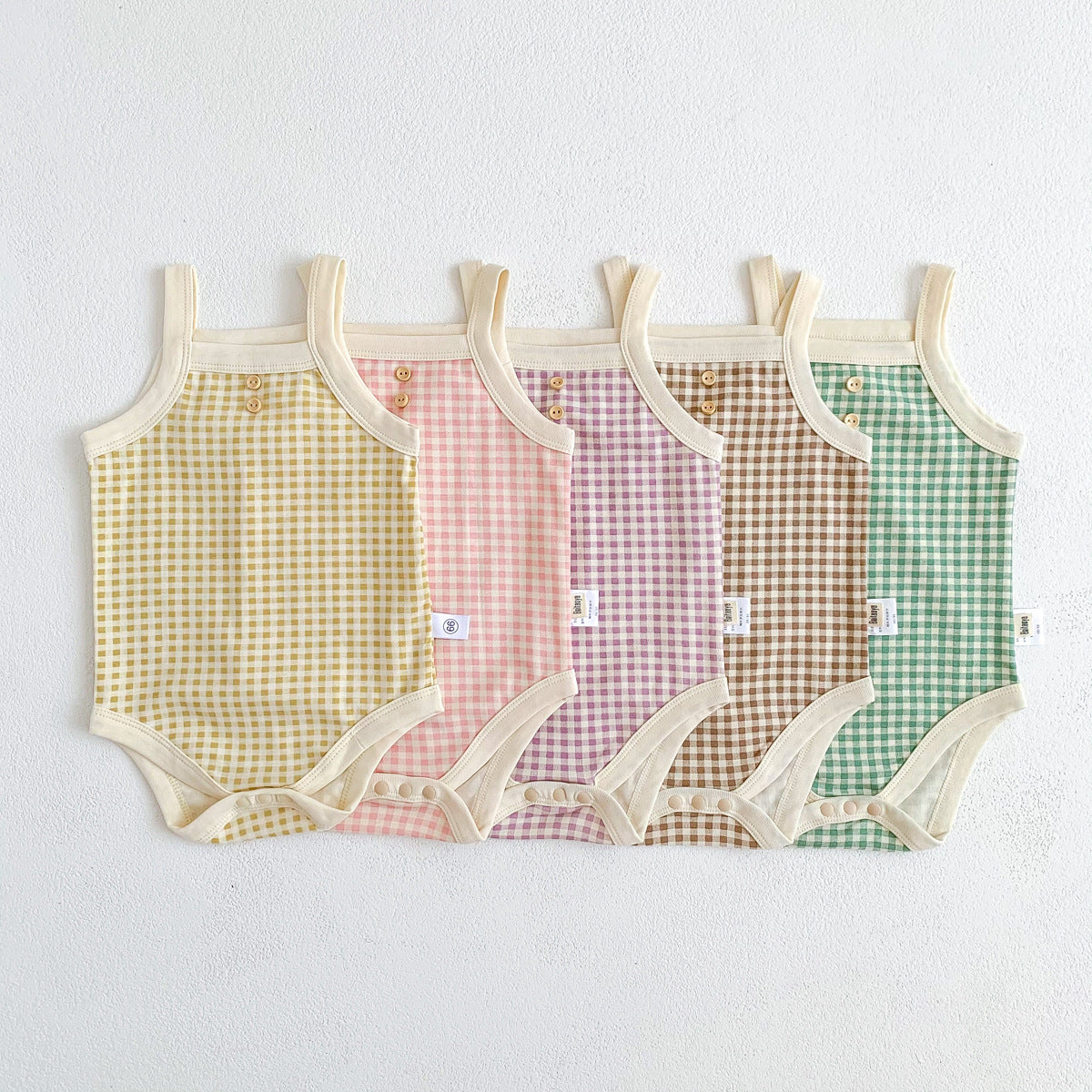 A baby summer camisole, fart jacket, ins, baby sleeveless, soft plaid hayi, one-piece climbing suit - Mixbatch