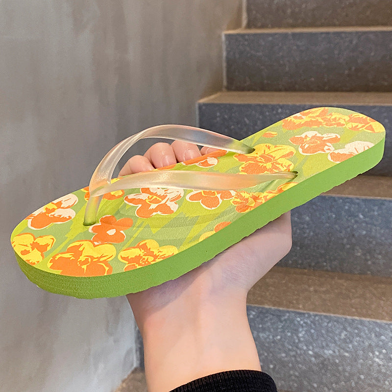A non-slip ns tide i fashion beach pinch flip-flops women's slippers couple splint sandals summer wear new flower shoes