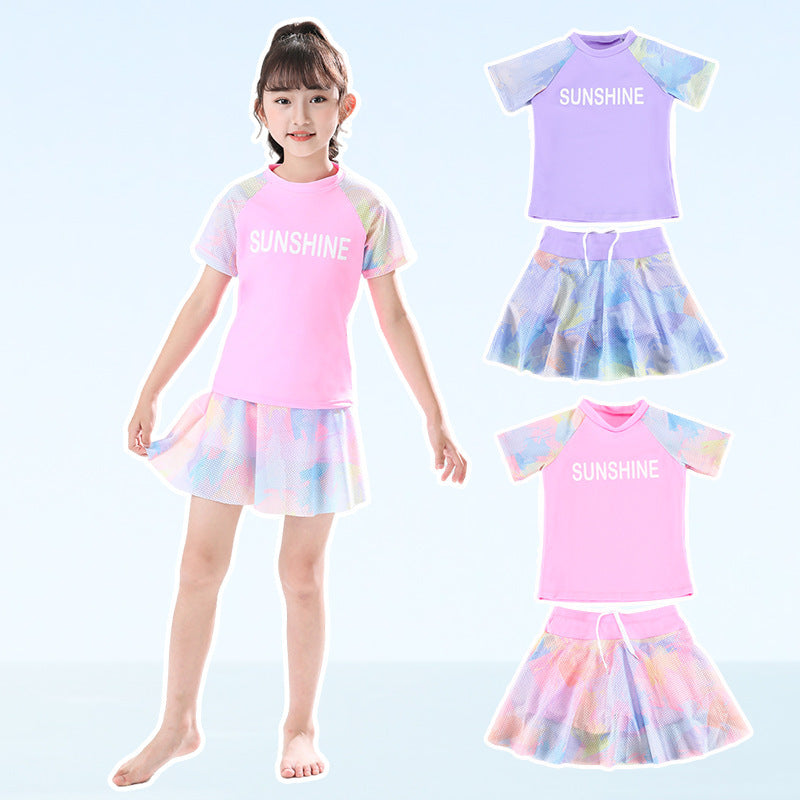A medium and large children and girls swimsuit Japanese split swimsuit cartoon princess skirt hot spring swimsuit - Mixbatch