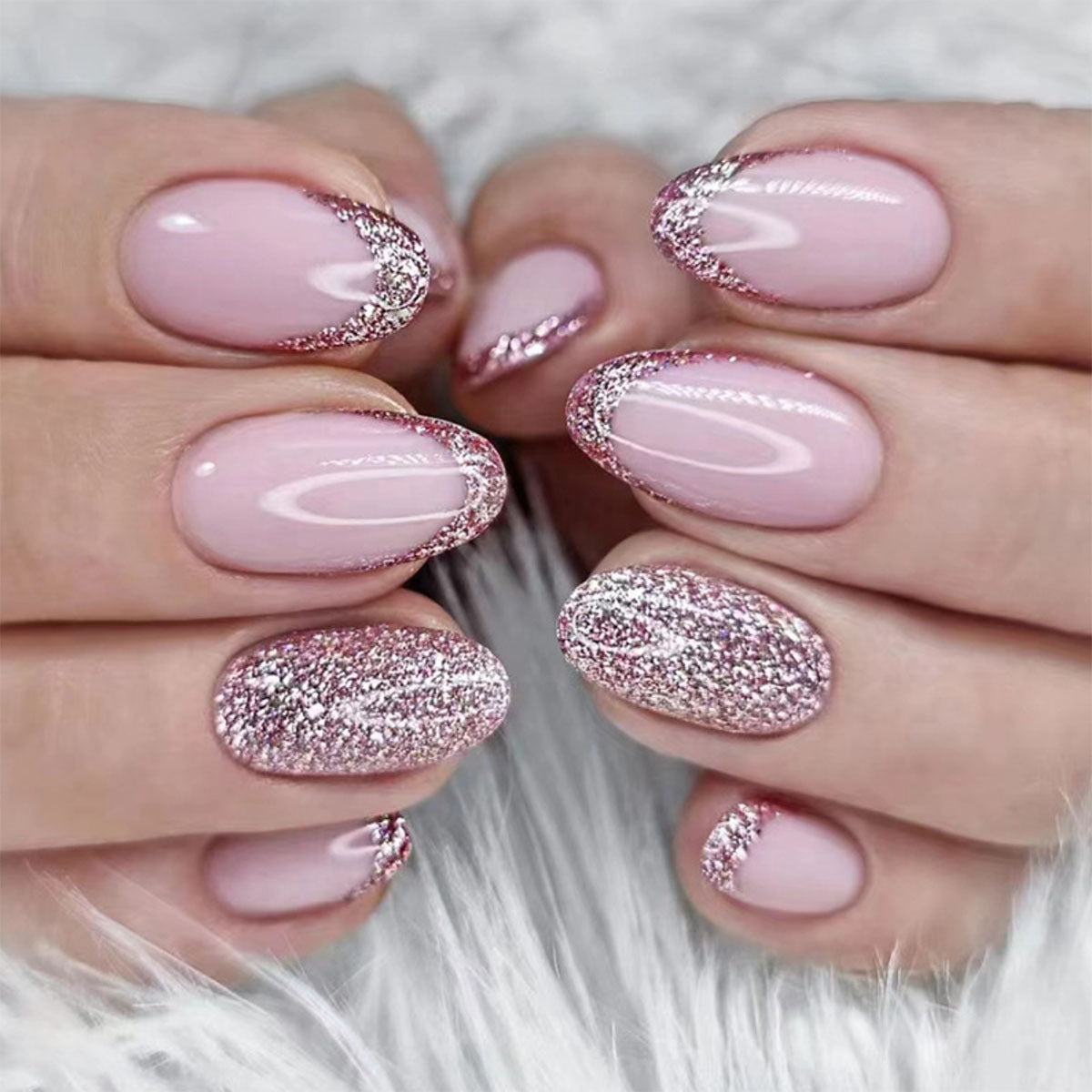 A short round head red pink French fairy wearing manicure nail piece removable nails white finished product wholesale - Mixbatch