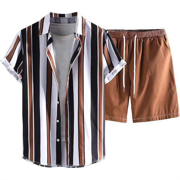 A Men's Short Sleeve Shorts Shirt Set