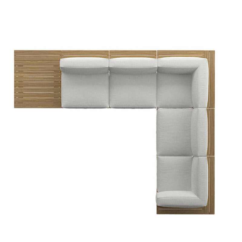 A teak outdoor sofa combination villa courtyard furniture Nordic style high-end garden hotel terrace solid wood sofa chair - Mixbatch