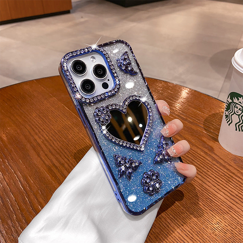 A mirror rhinestone phone case