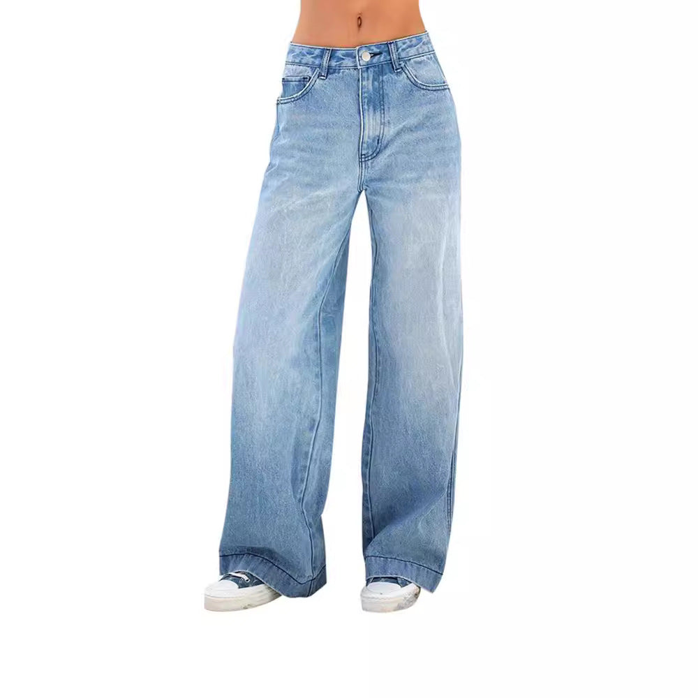 A European and American cross-border foreign trade casual loose wide-leg jeans women