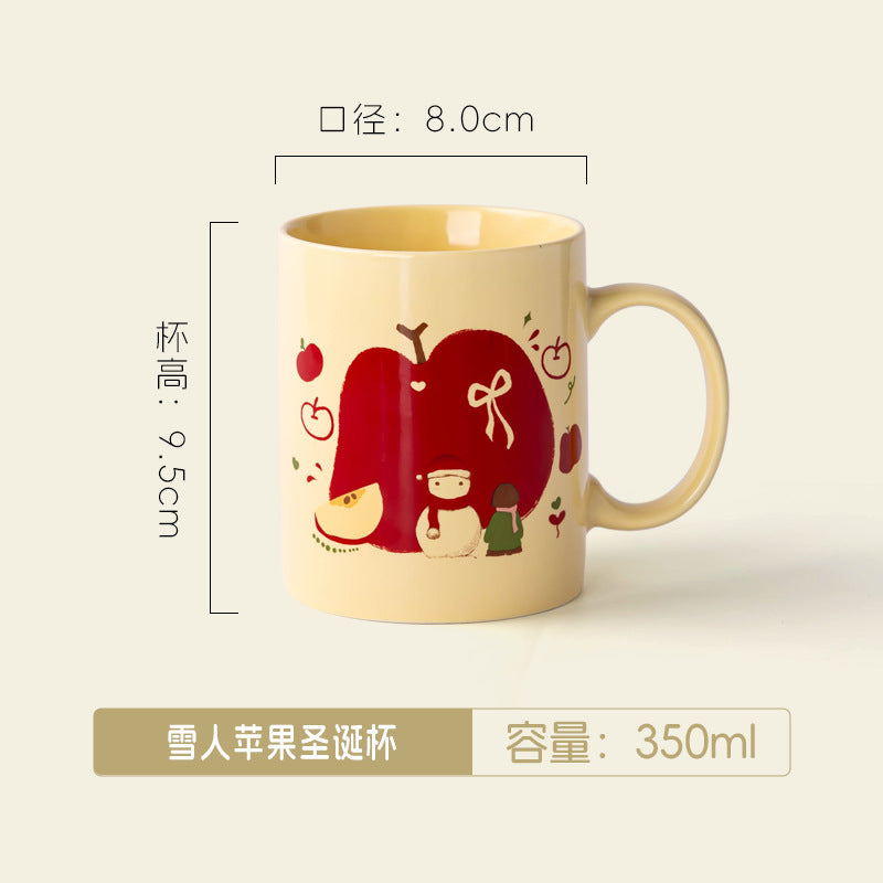 A Christmas Mug Ceramic Cup with Lid Spoon