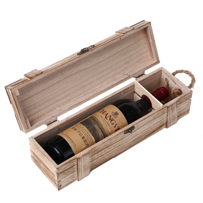 A red wine gift box single wooden box high-end solid wood packaging box wine box paulownia pine