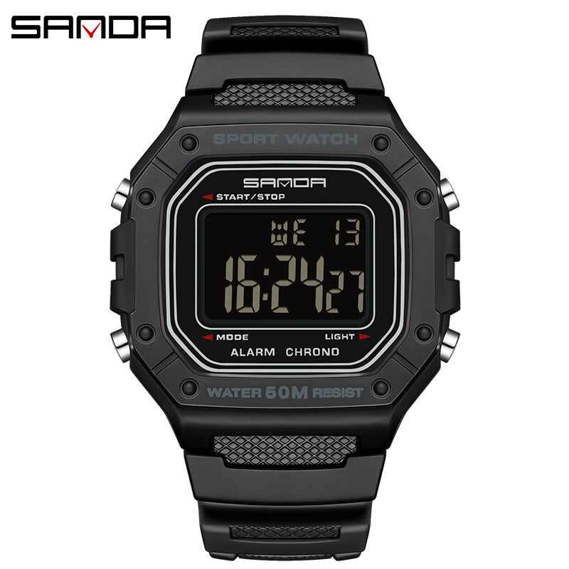 A version of swimming waterproof youth electronic watch simple alarm clock single display small square men and women, student wrist