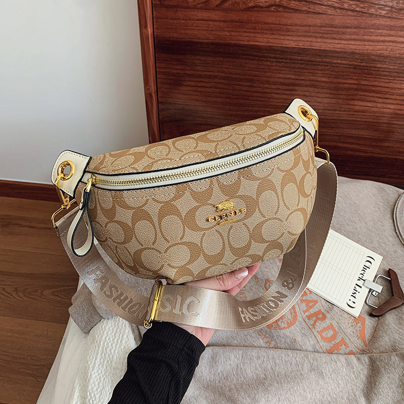 A new women's breast bag, fanny pack, temperament, high-end fashion printed shoulder messenger women's bag - Mixbatch