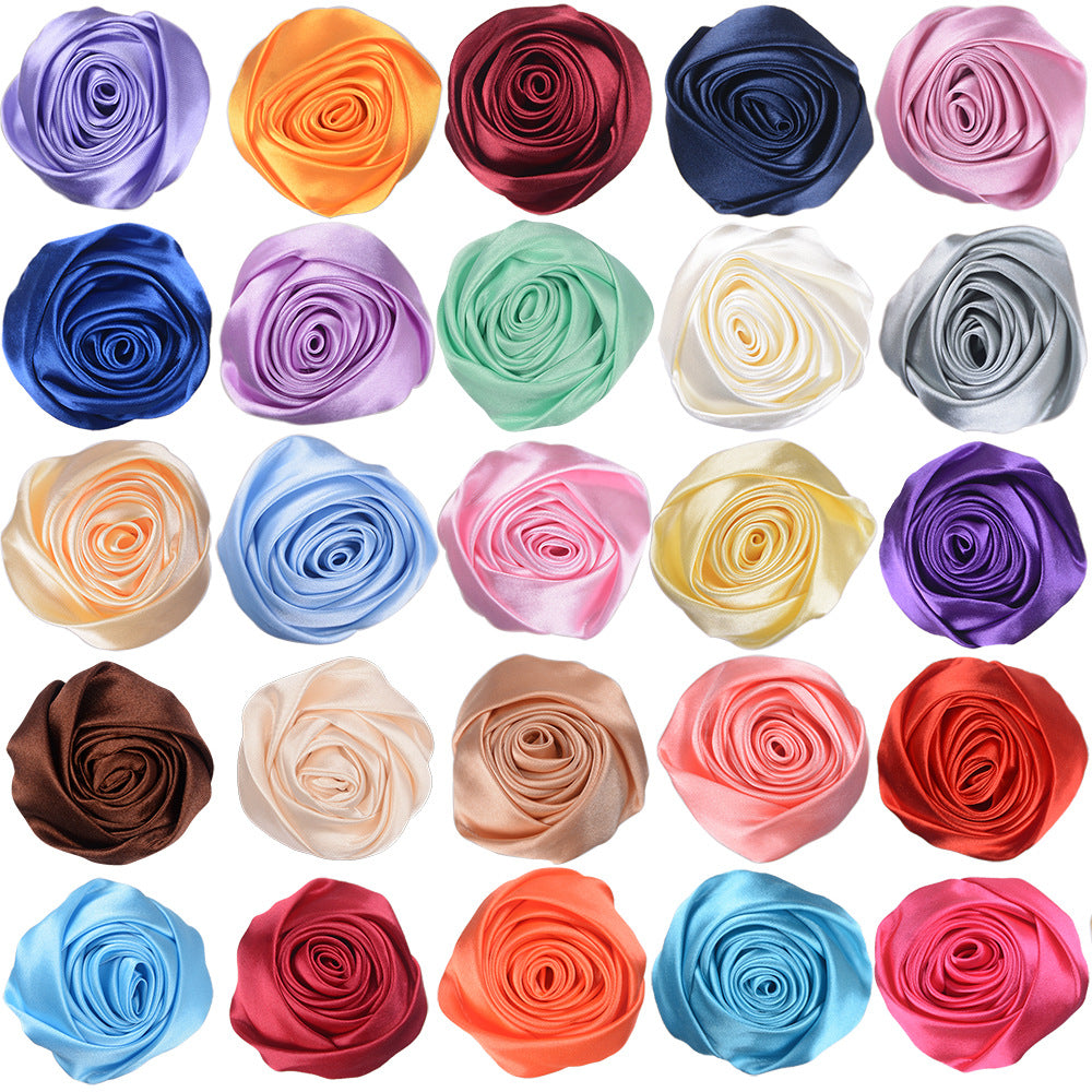 A 5.5cm satin silk cloth rose bud DIY hand bouquet corsage jewelry display case decorative jewelry flower head - Mixbatch