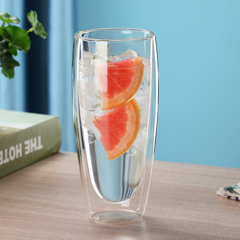 A Egg-shaped double-layer simple glass high borosilicate tea cup transparent milk beverage cup heat-resistant coffee cup wholesale