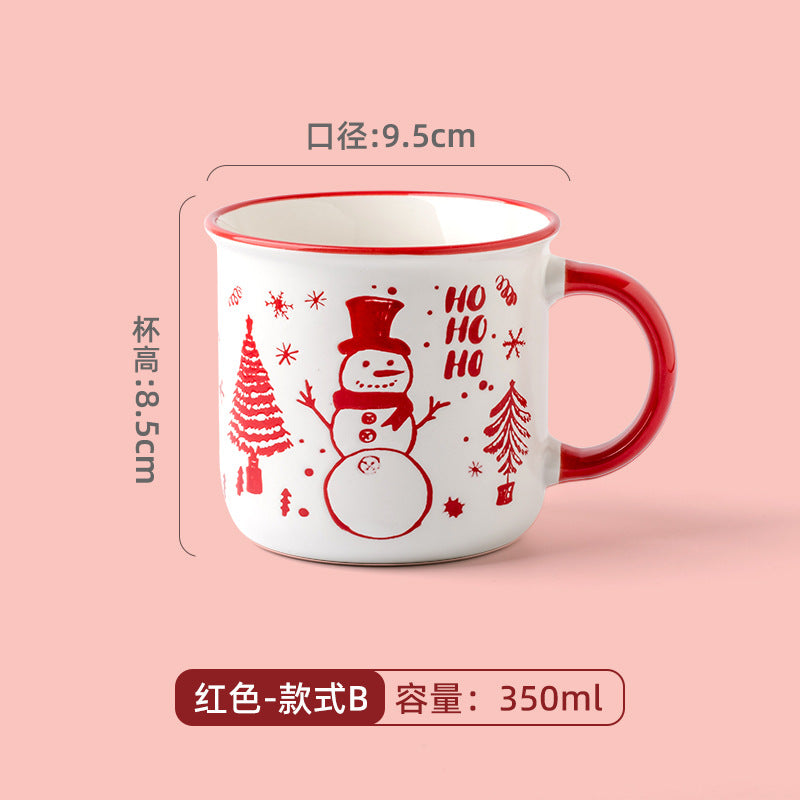 A Christmas mug creative cute cartoon ceramic cup girls coffee cup teacup holiday gift cup