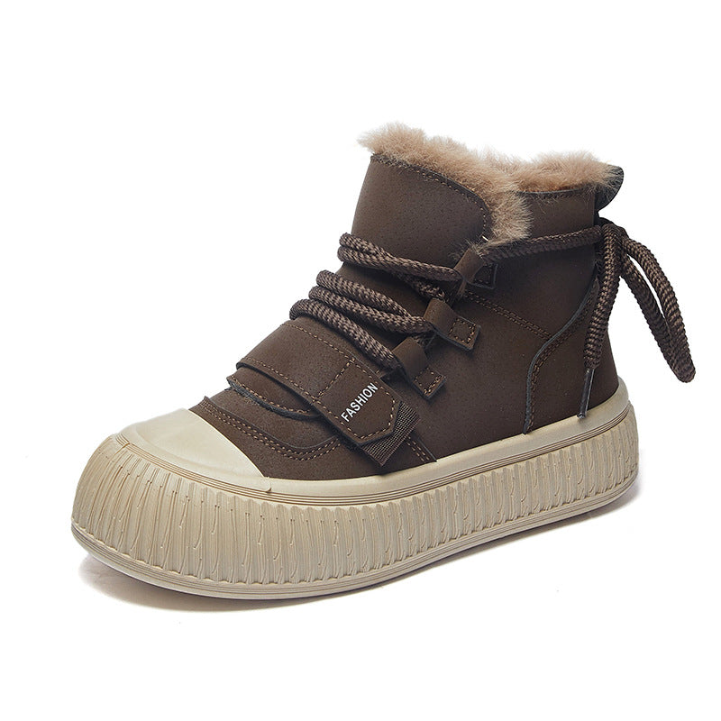 winter plus velvet high-top white shoes new Korean version of ins female students thick soleplate shoes tide casual shoes 0.8kg - Mixbatch