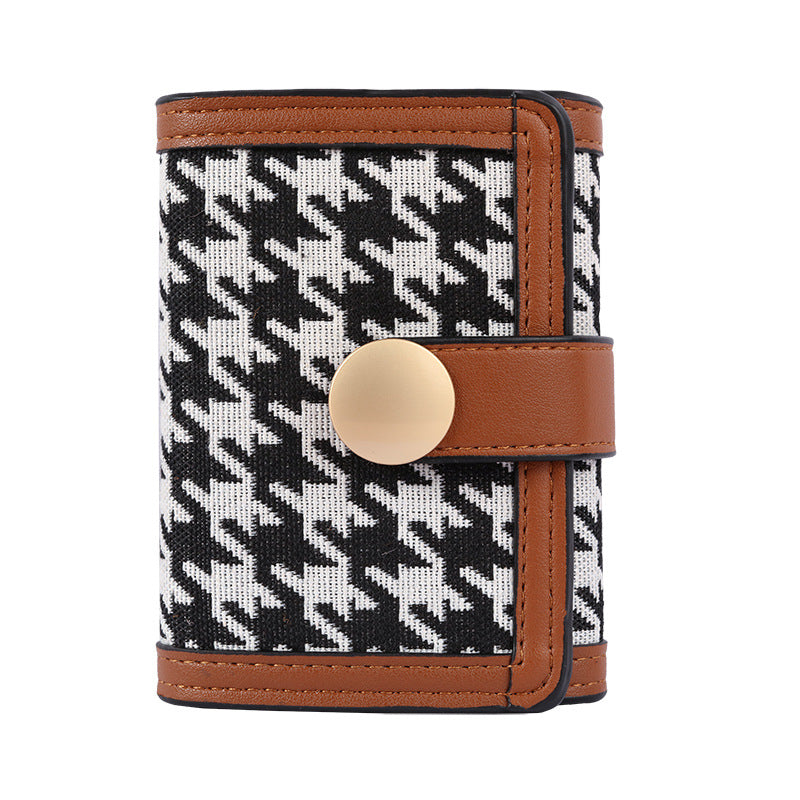 A Korean version of simple and fashionable small wallet female long thousand bird grid buckle multi-card wallet versatile Japanese and Korean clutch bag female
