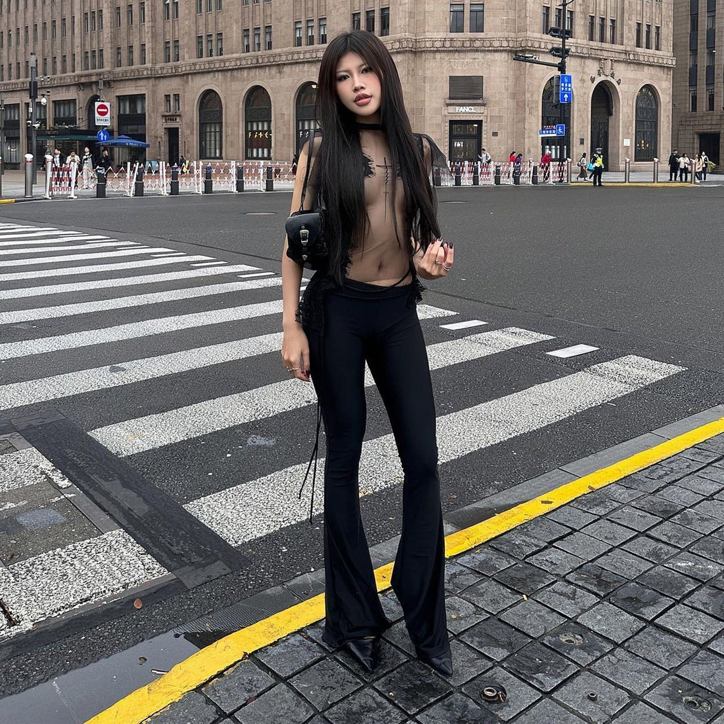 L275PT European and American women's clothing 2025 spring new fashion casual versatile slim slim low waist hip lift horn trousers - Mixbatch