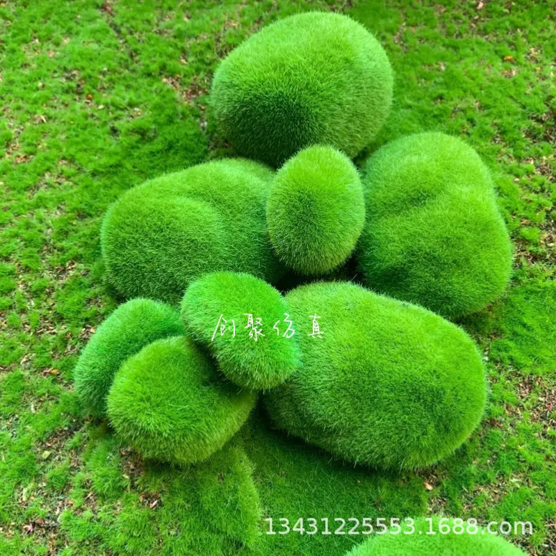 A simulated moss stone micro landscape bonsai landscaping decoration fake moss stone artificial flocking stone
