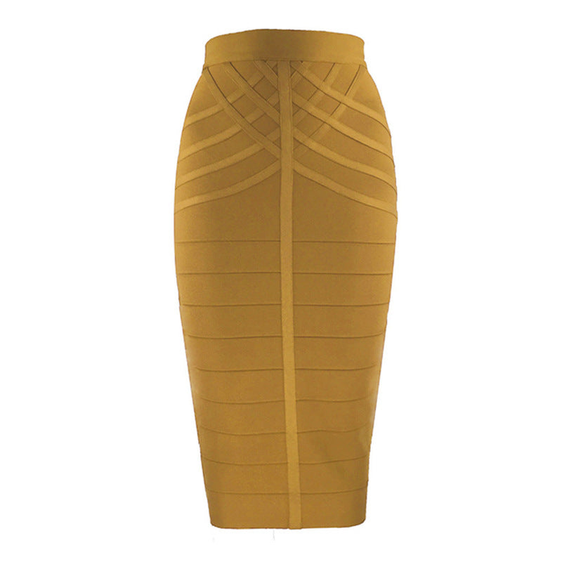 A European and American new model with characteristic stripes, sexy mid-skirt temperament, slim fit, high waist, hip wrap